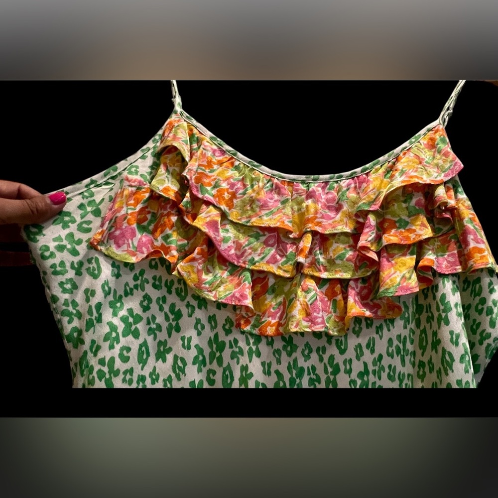 RIXO Green Leopard-Print Maxi Dress with Pink Floral Ruffle - Picture 5 of 5